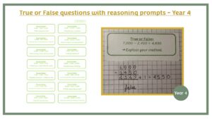 True of False Questions with Reasoning Prompts Year 4
