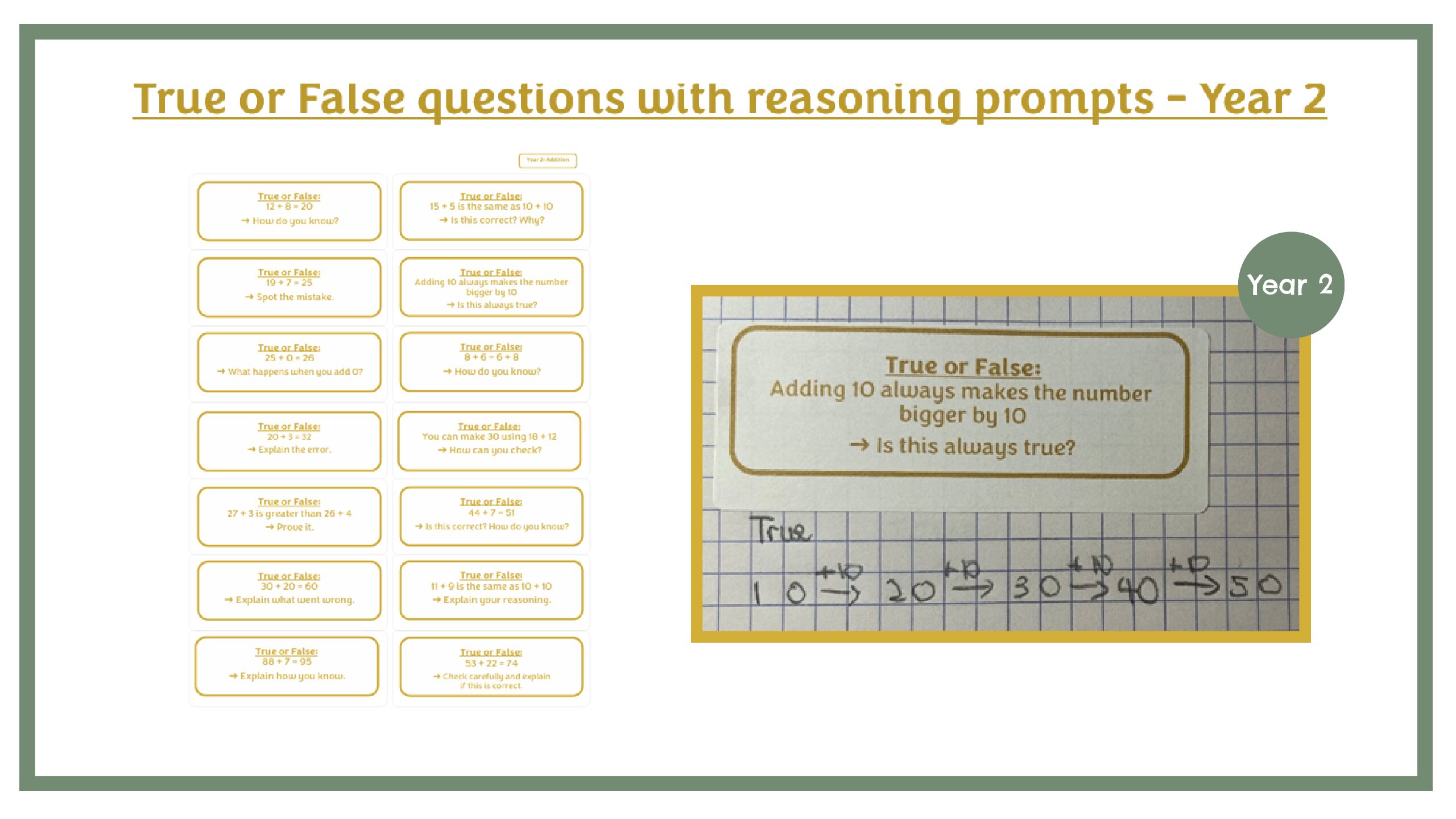 True of False Questions with Reasoning Prompts Year 2
