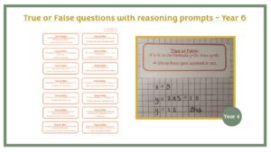 True of False Questions with Reasoning Prompts Year 6