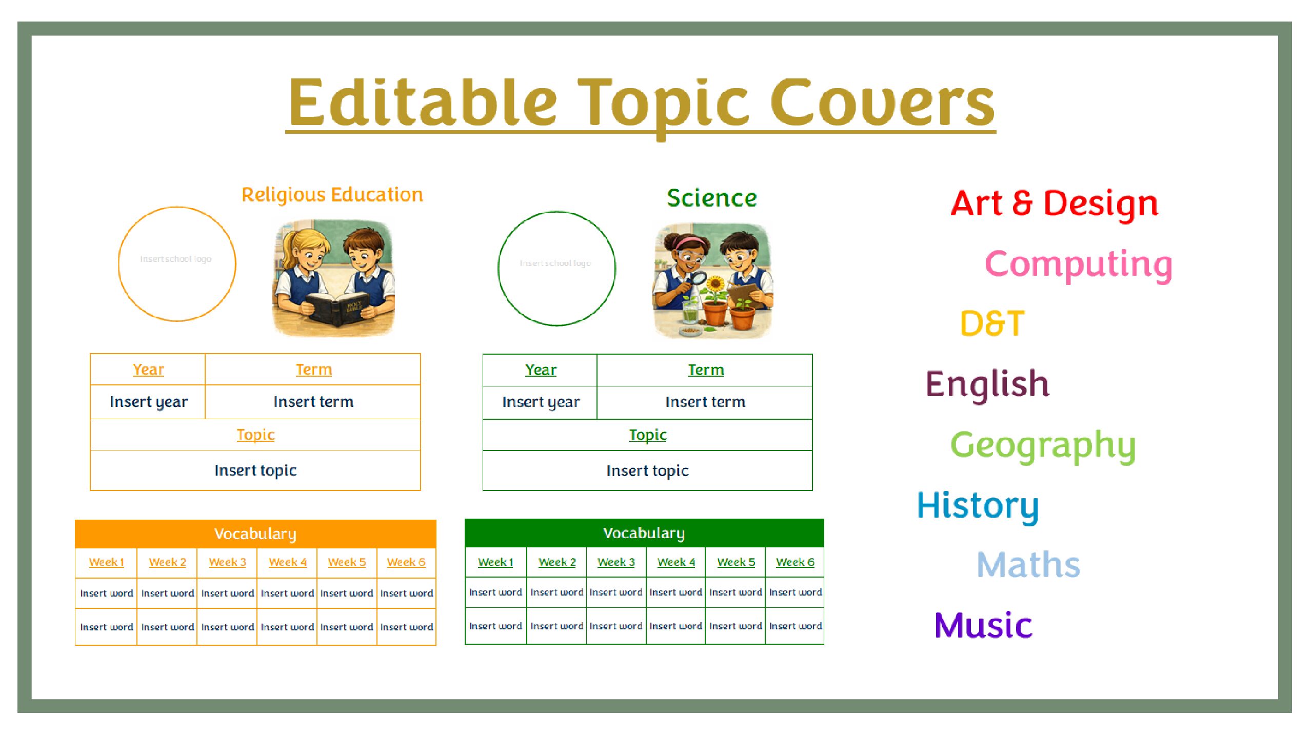 Editable Topic Covers