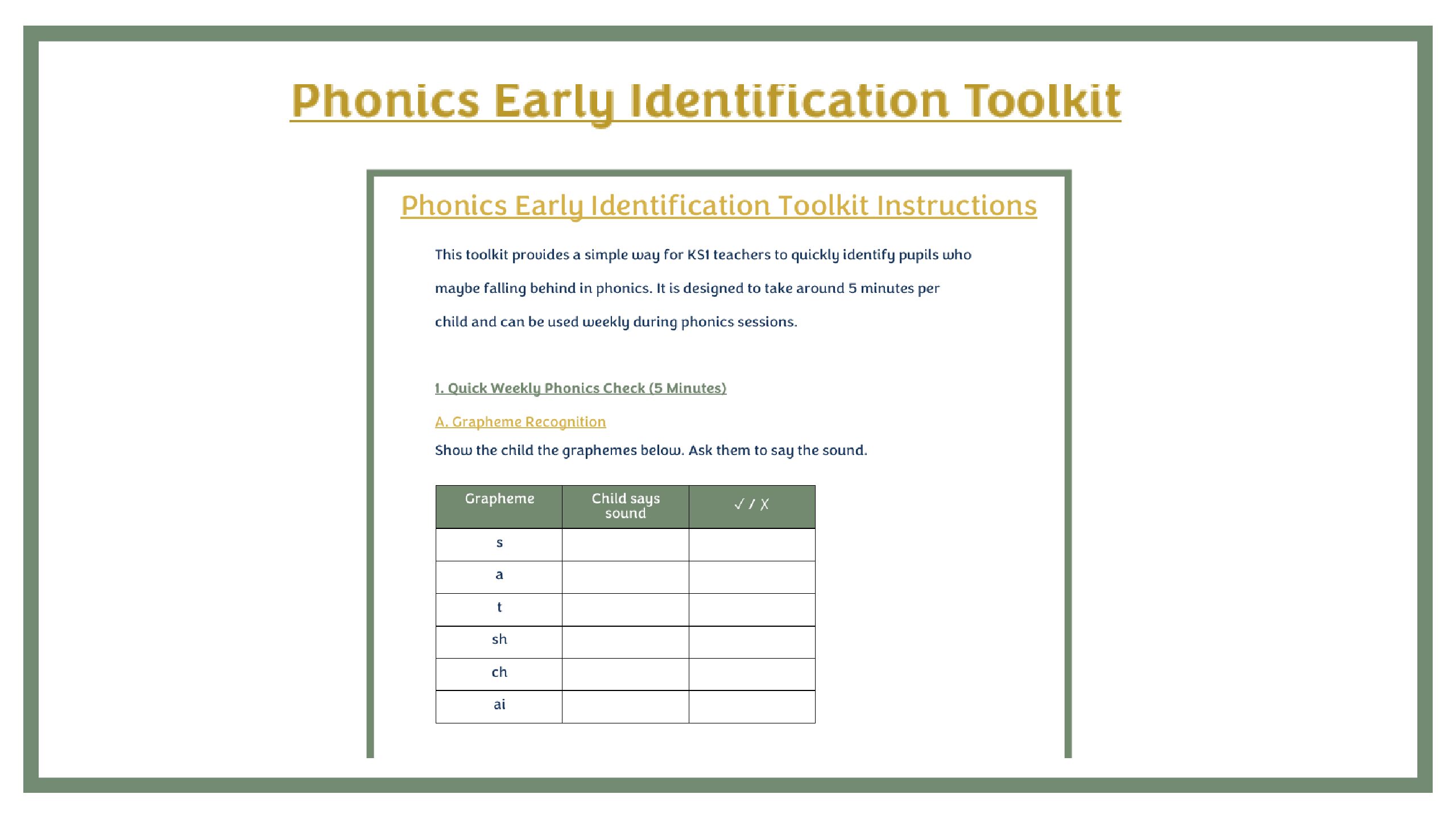 Phonics Early Identification Toolkit