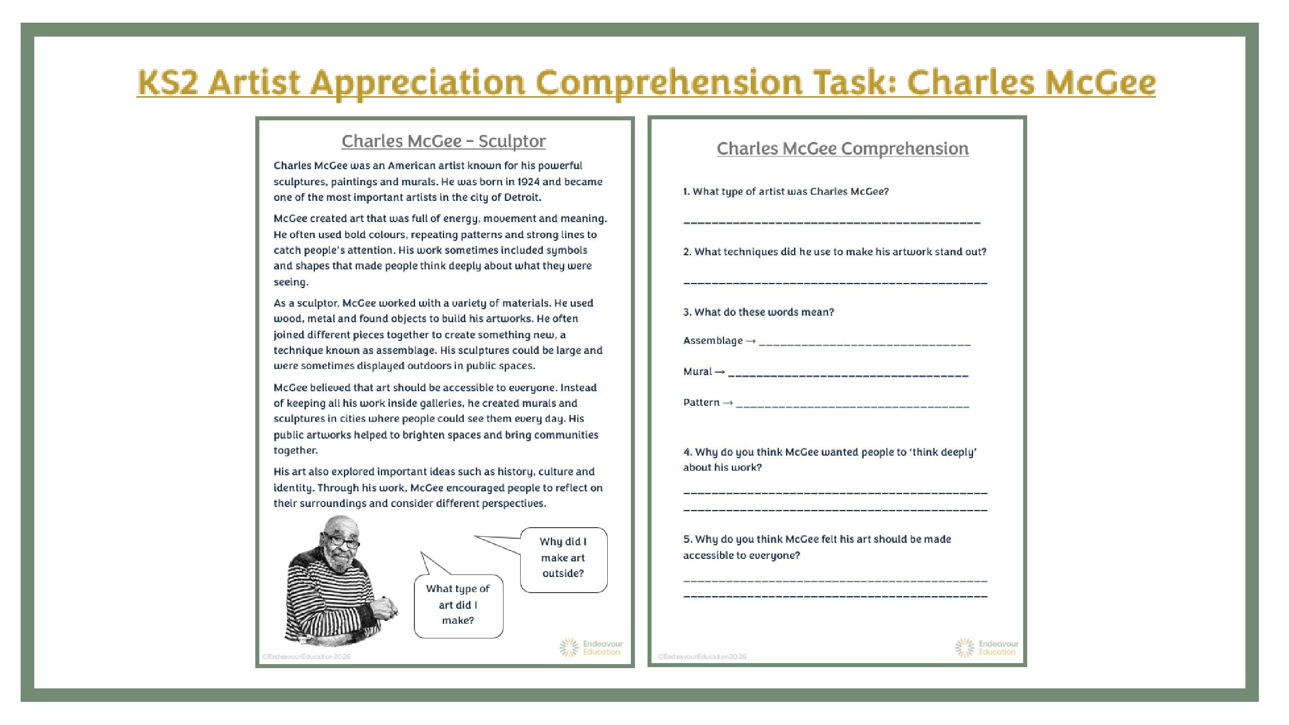 KS2 Comprehension Task: Charles McGee
