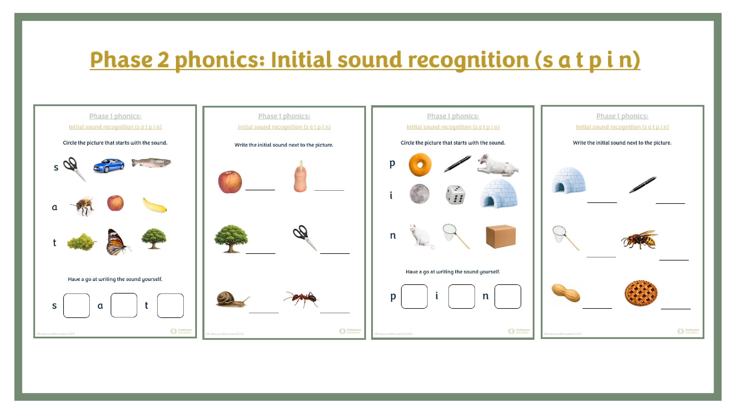 Phase 2 Phonics (s-a-t-p-i-n)