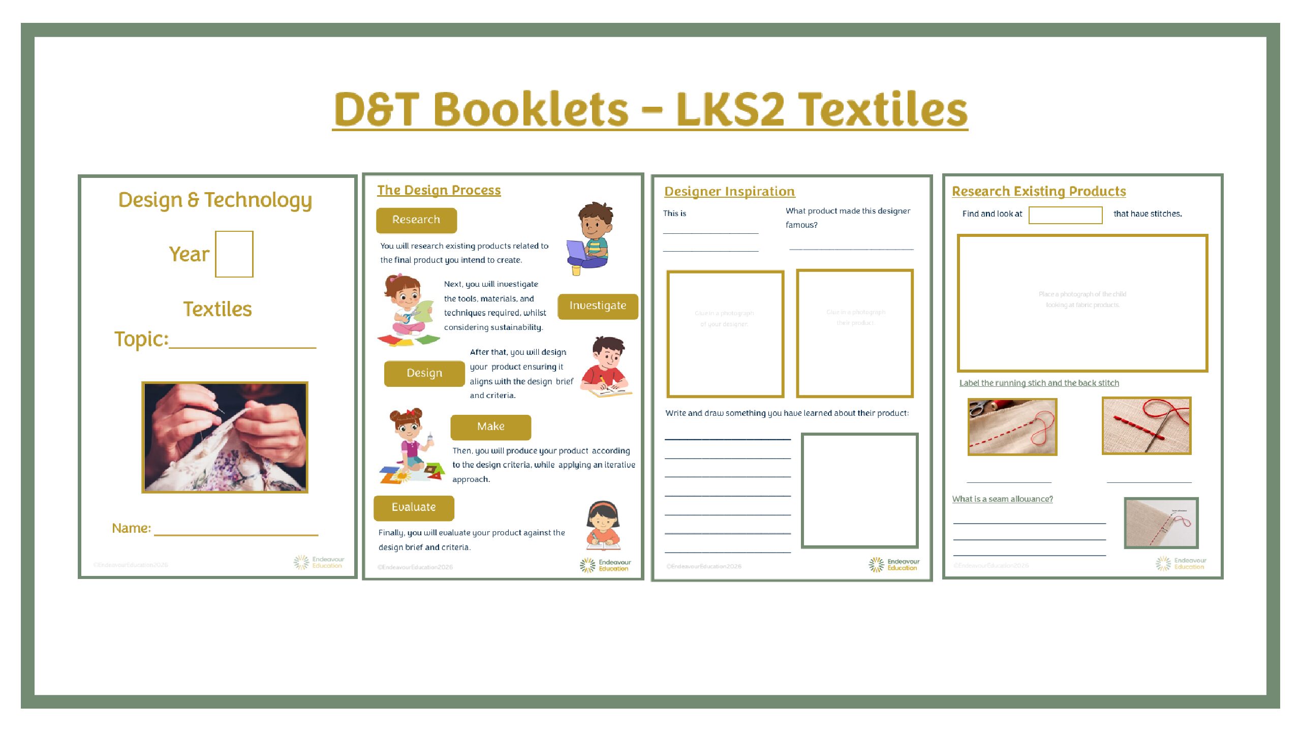 D&T Booklet: LKS2 Textiles, Back Stitch