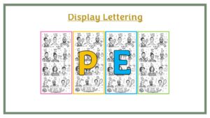 Display Lettering: PE - Rainbow