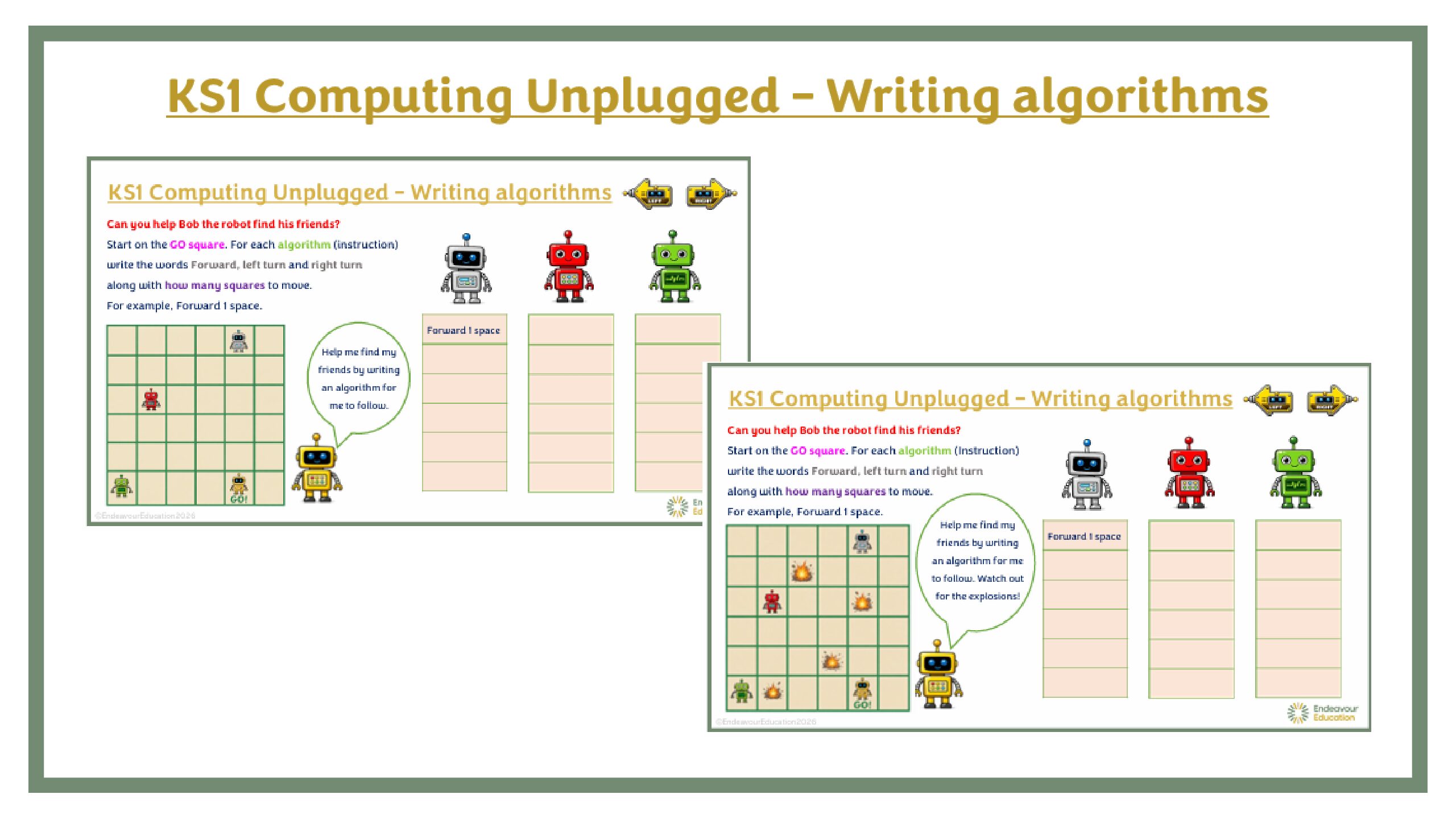 KS1 Computing Unplugged – Writing algorithms