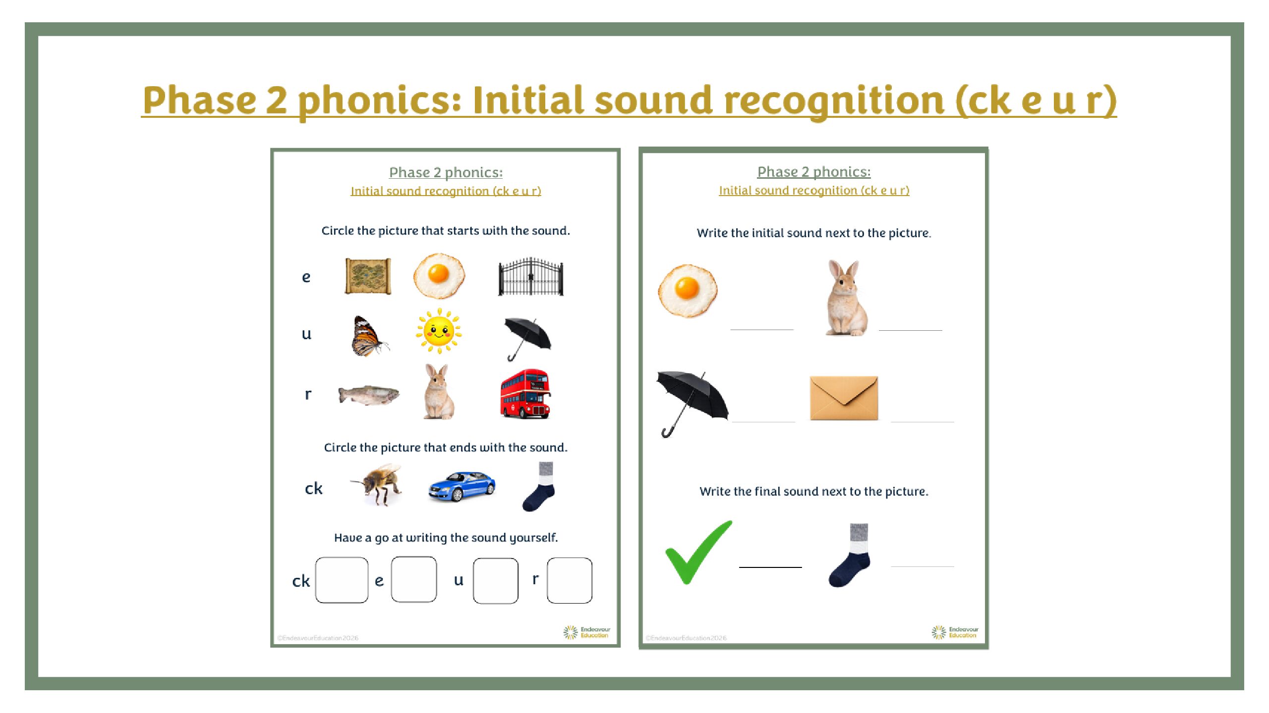Phase 2 Phonics (ck-e-u-r)