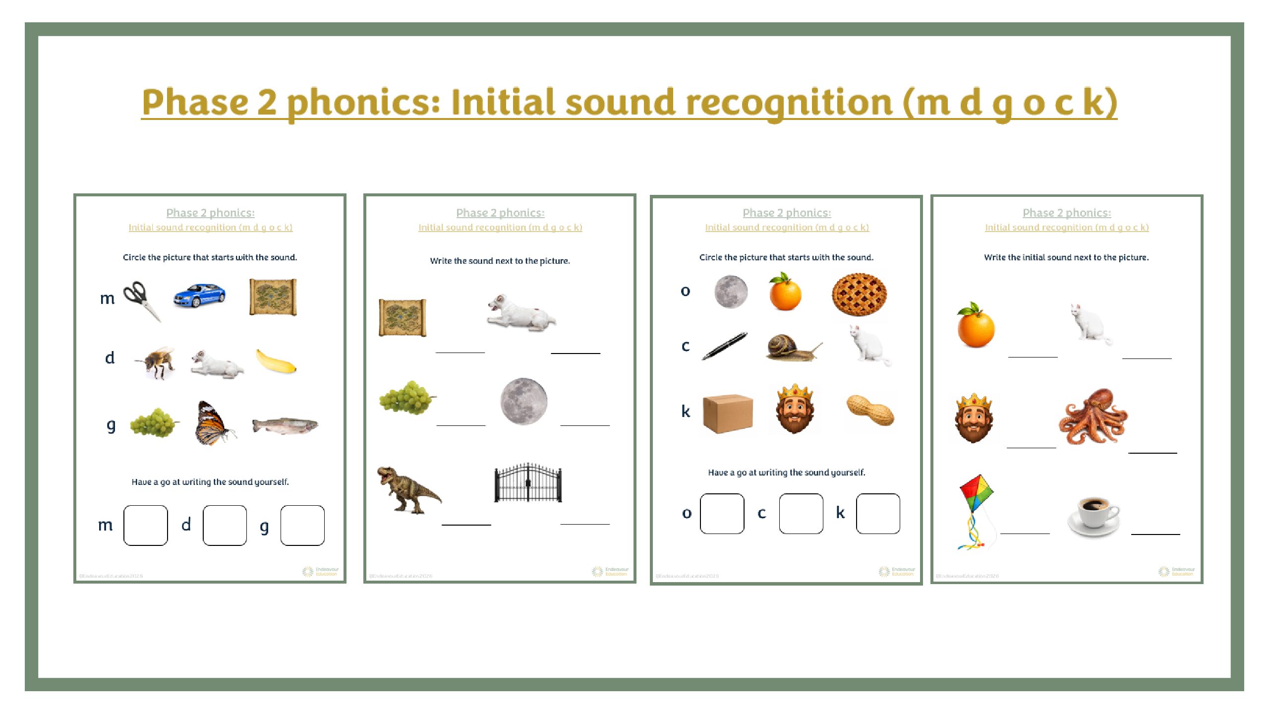 Phase 2 Phonics (m-d-g-o-c-k)