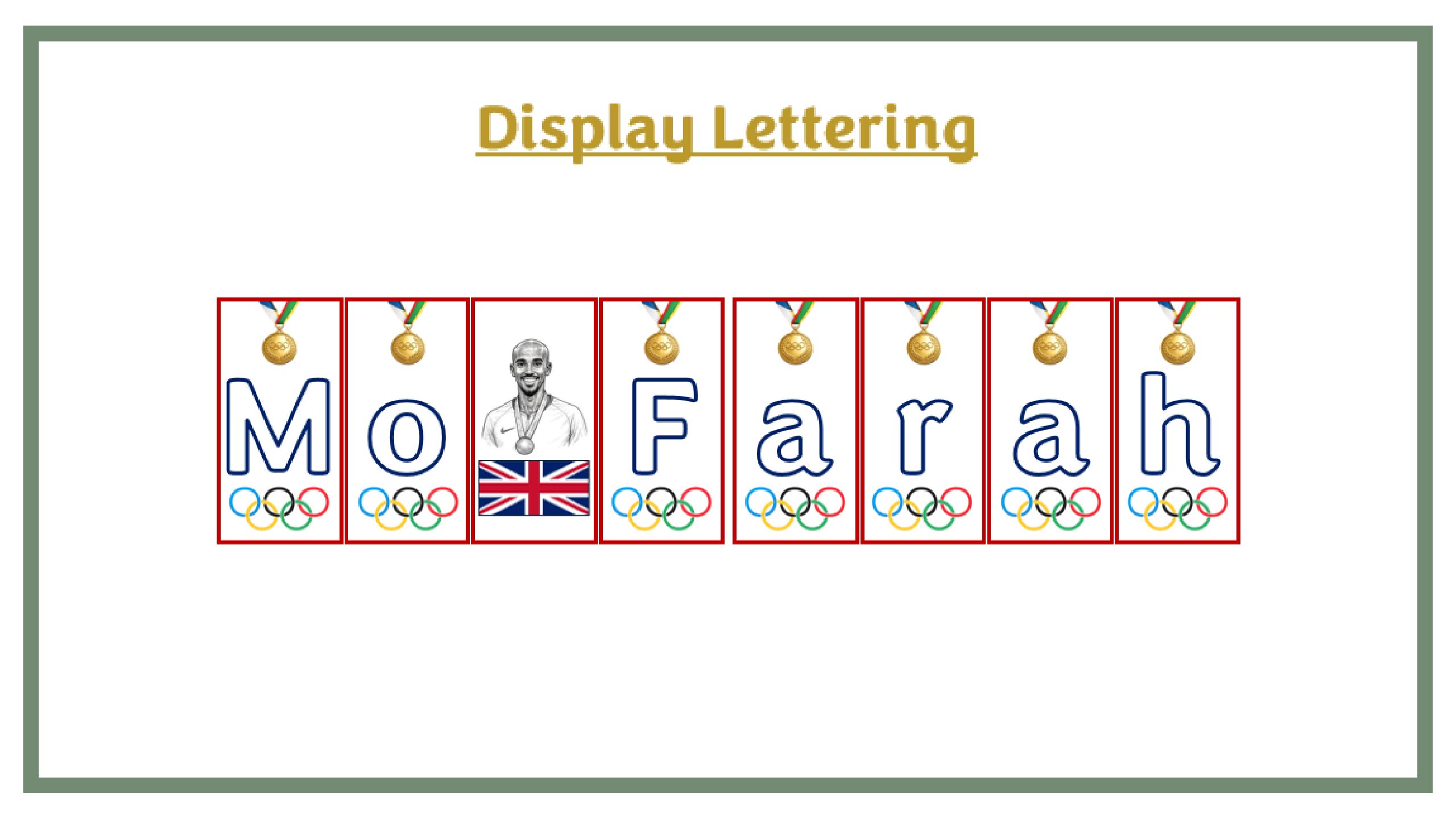 Display Lettering: PE - Mo Farah