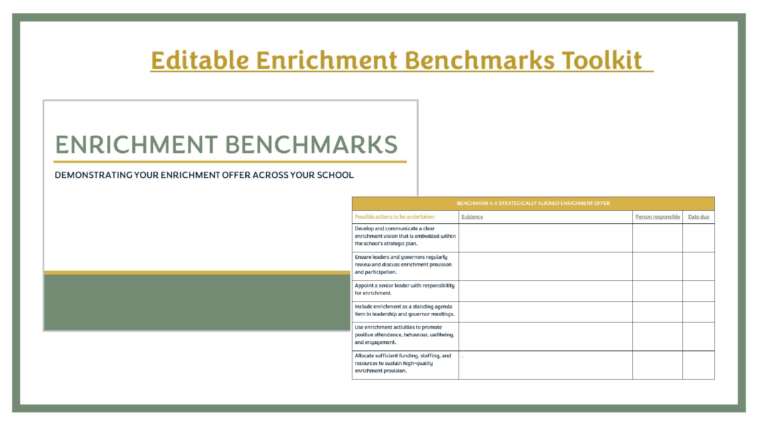 Editable Enrichment Benchmarks Toolkit
