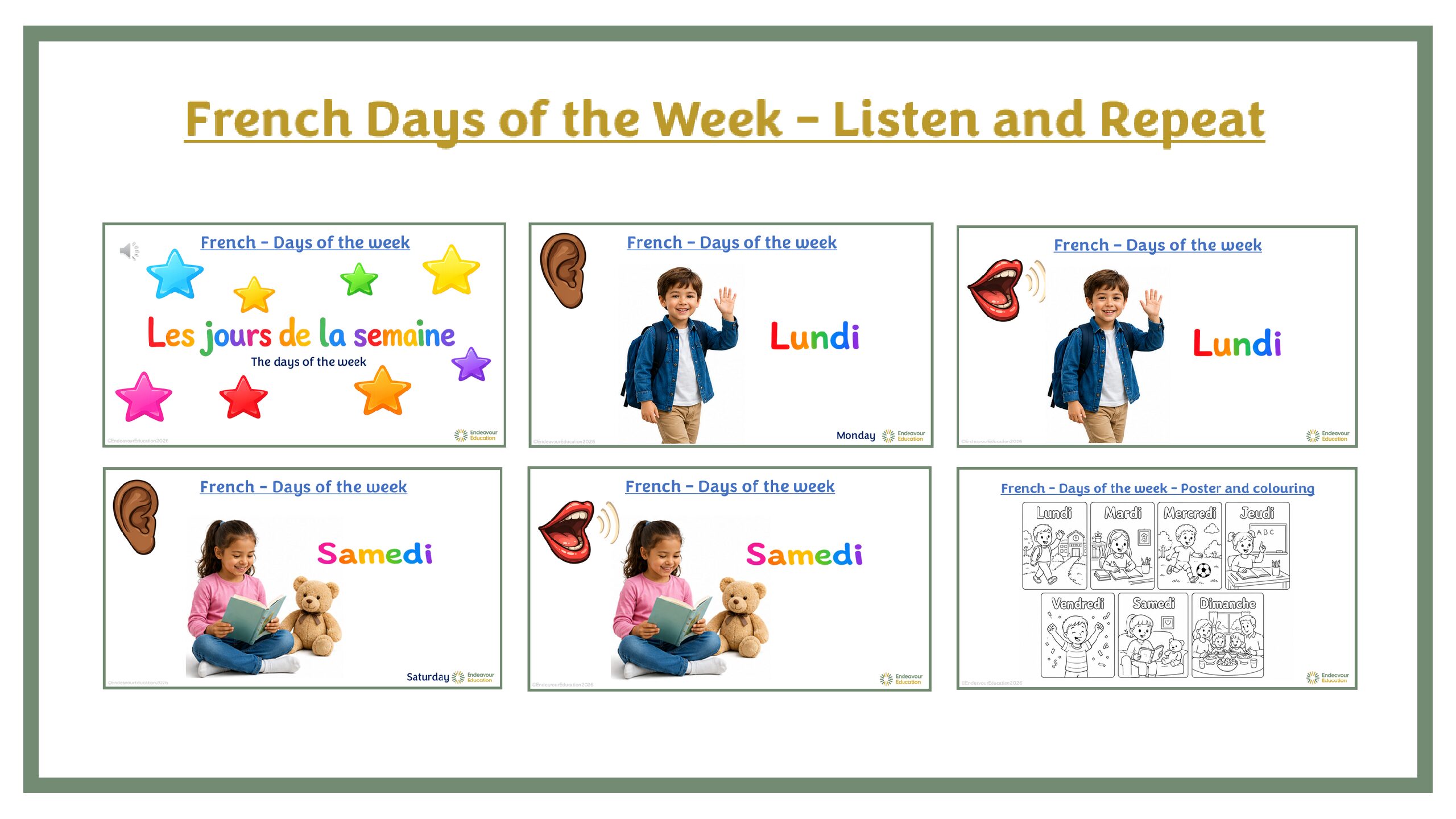 French Days of the Week - Listen and Repeat