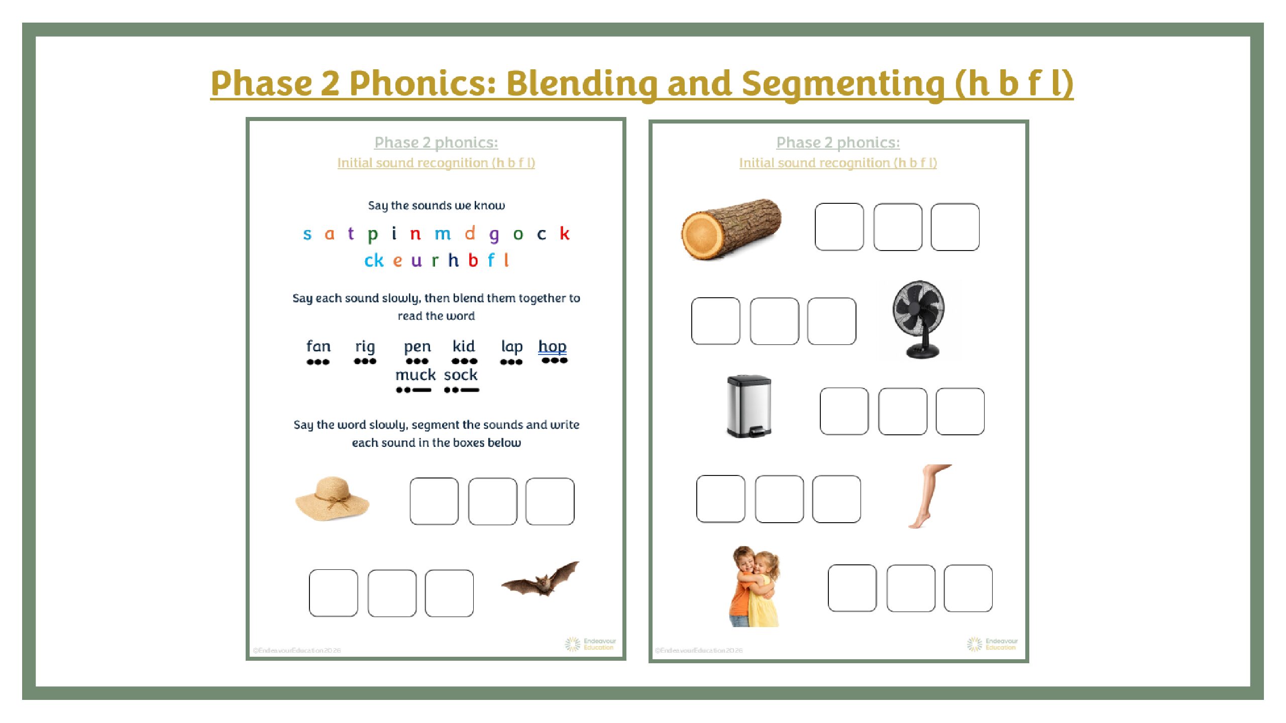 Phase 2 Phonics: Blending and Segmenting (h-b-f-l)