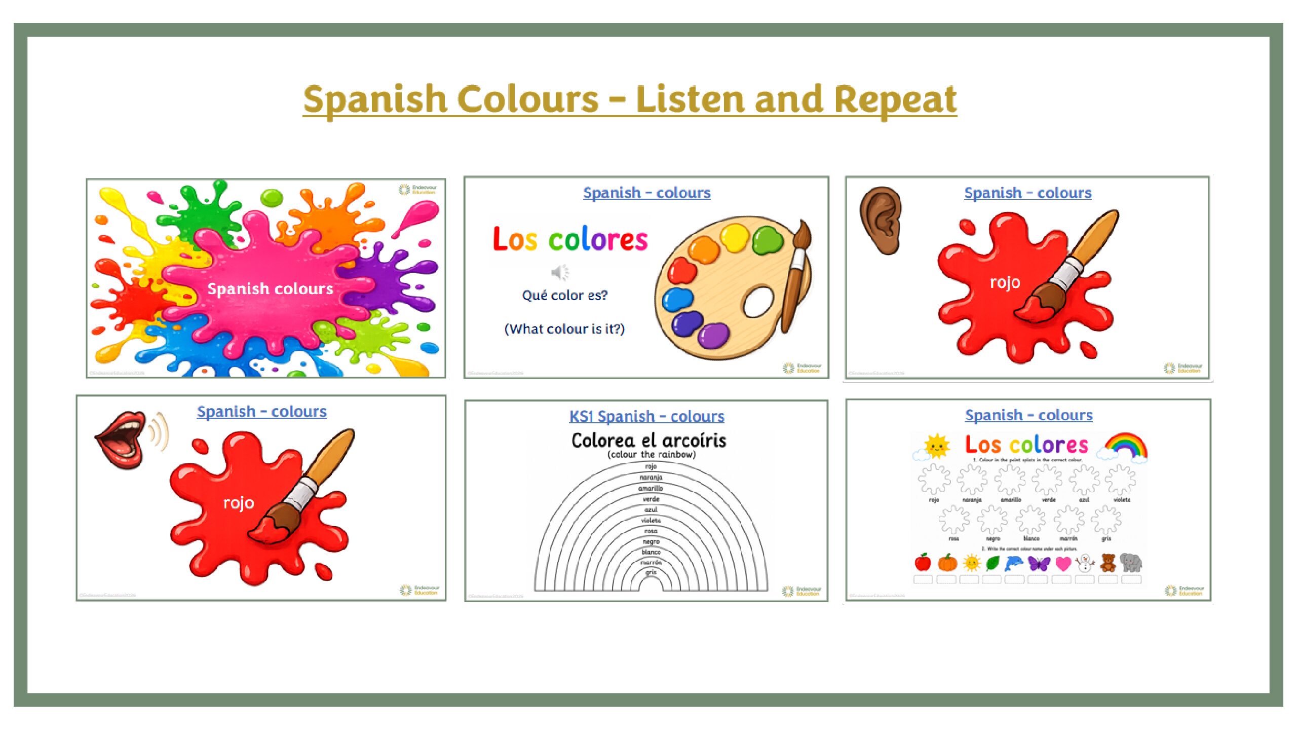 Spanish Colours - Listen and Repeat