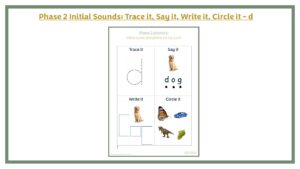 Phase 2 Initial Sounds: Trace it, Say it, Write it, Circle it - d