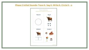 Phase 2 Initial Sounds: Trace it, Say it, Write it, Circle it - o