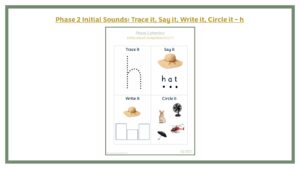 Phase 2 Initial Sounds: Trace it, Say it, Write it, Circle it - h