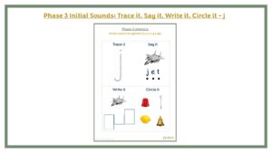 Phase 3 Initial Sounds: Trace it, Say it, Write it, Circle it - j