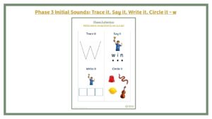 Phase 2 Initial Sounds: Trace it, Say it, Write it, Circle it - w