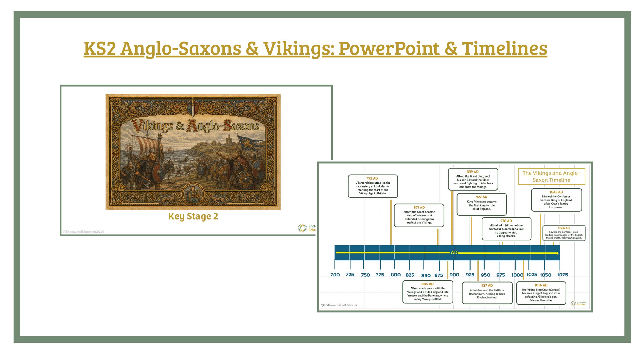 KS2 Anglo Saxons + Vikings: PowerPoint & Timelines