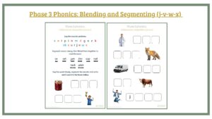 Phase 3 Phonics: Blending and Segmenting (j-v-w-x)