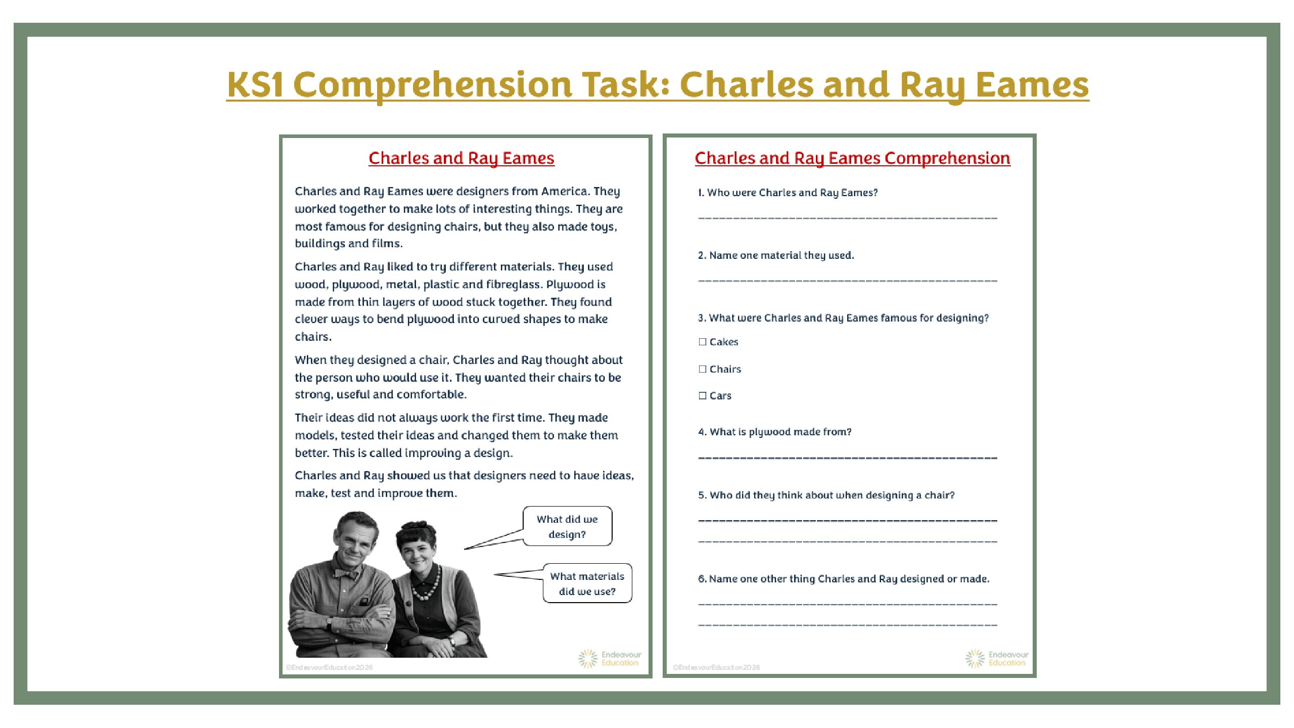 Designer Inspiration PPT: Charles & Ray Eames - KS1