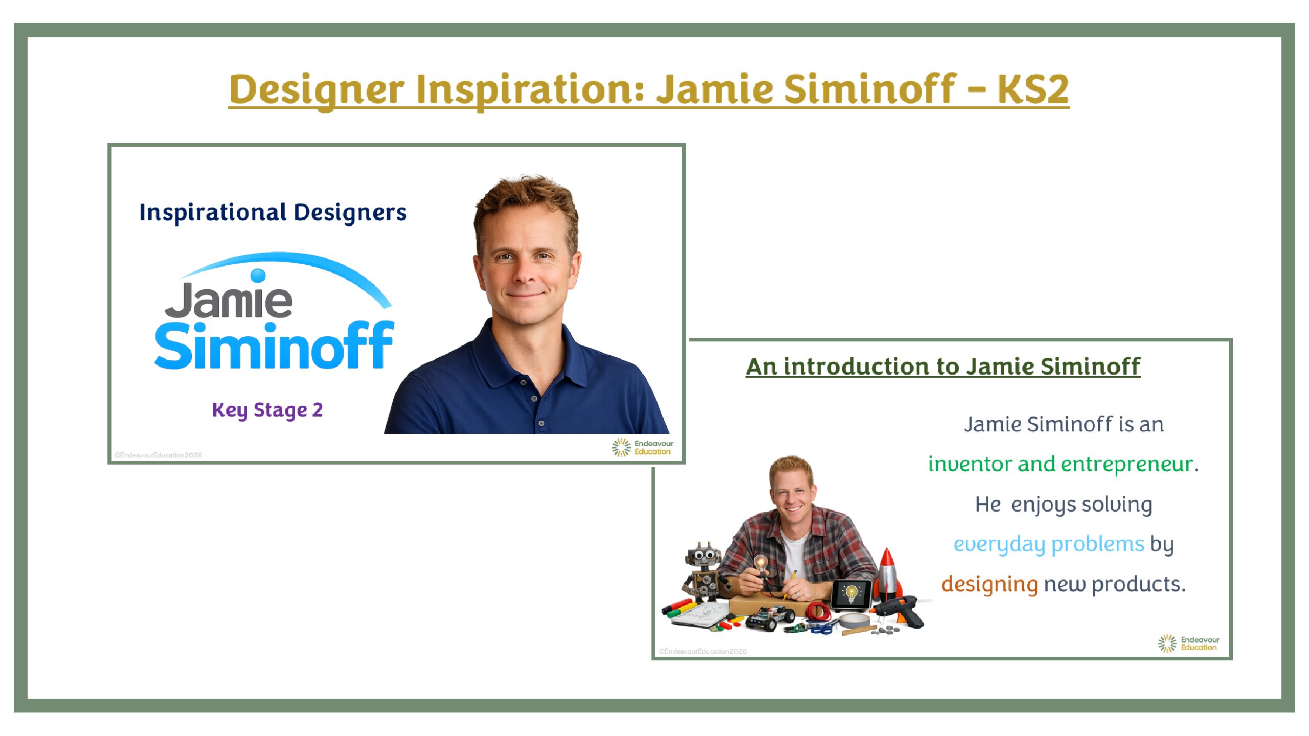Designer Inspiration PPT: Jamie Siminoff - KS2