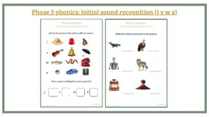 Phase 3 phonics: Initial sound recognition (j-v-w-x)