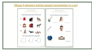 Phase 3 phonics: Initial sound recognition (y-z-qu)