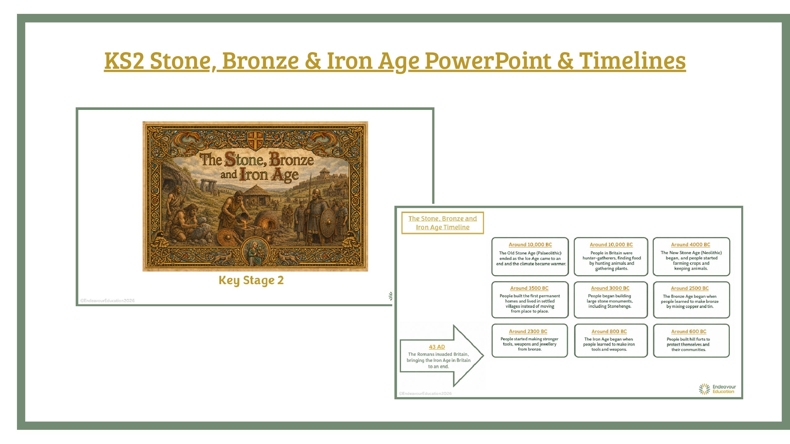 KS2 Stone, Bronze and Iron Age: PowerPoint & Timelines