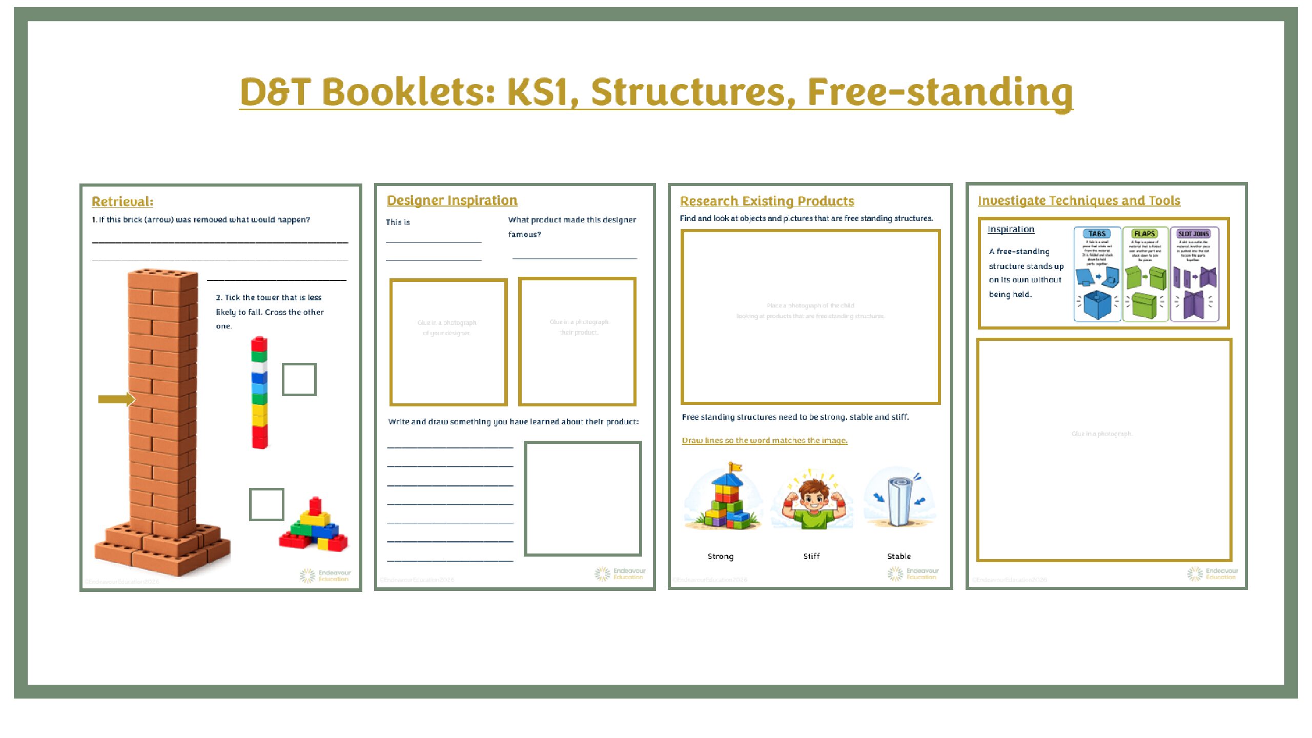 D&T Booklet: KS1 Structures, Free-Standing