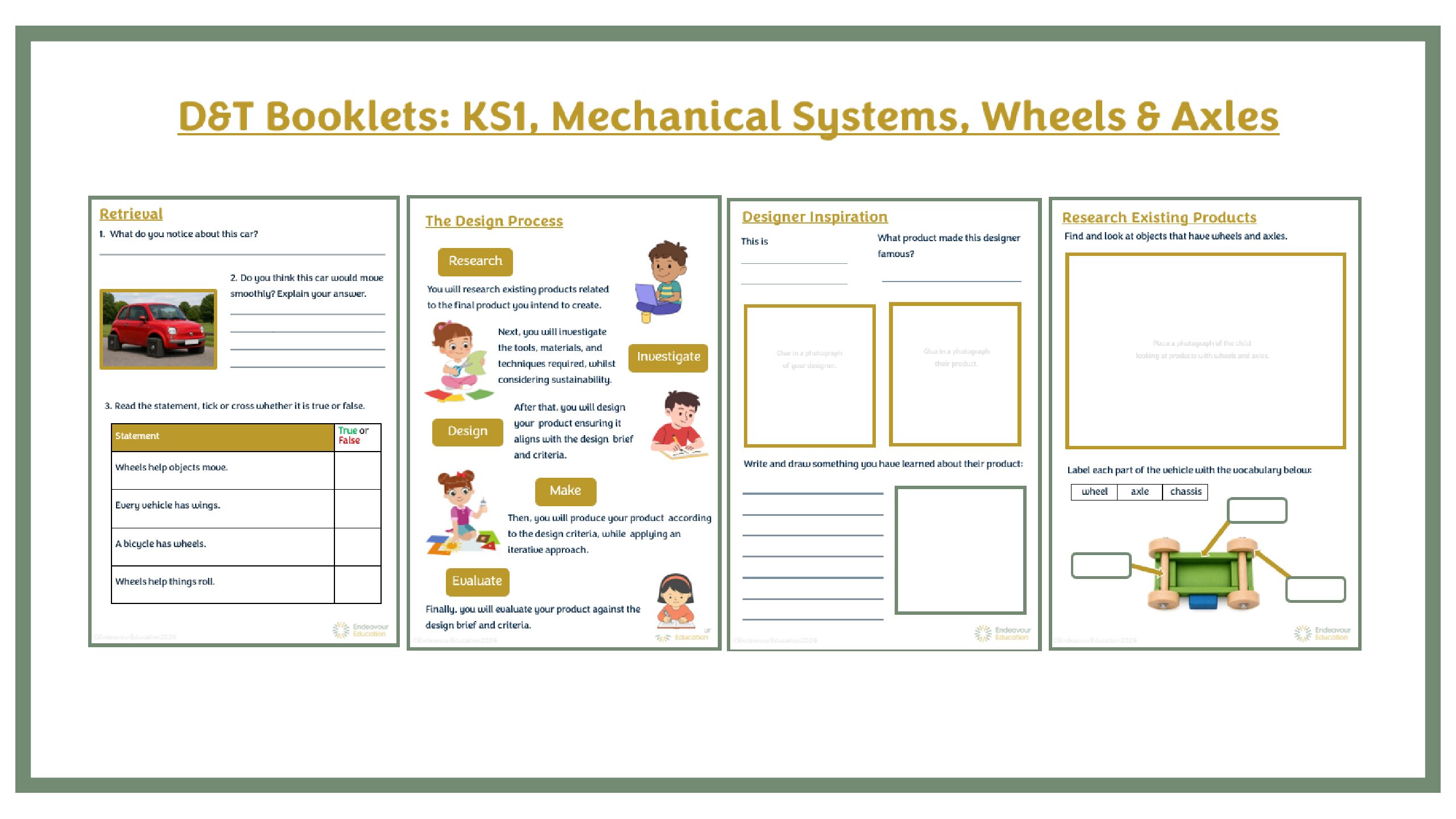 D&T Booklet: KS1 Mechanisms, Wheels & Axles