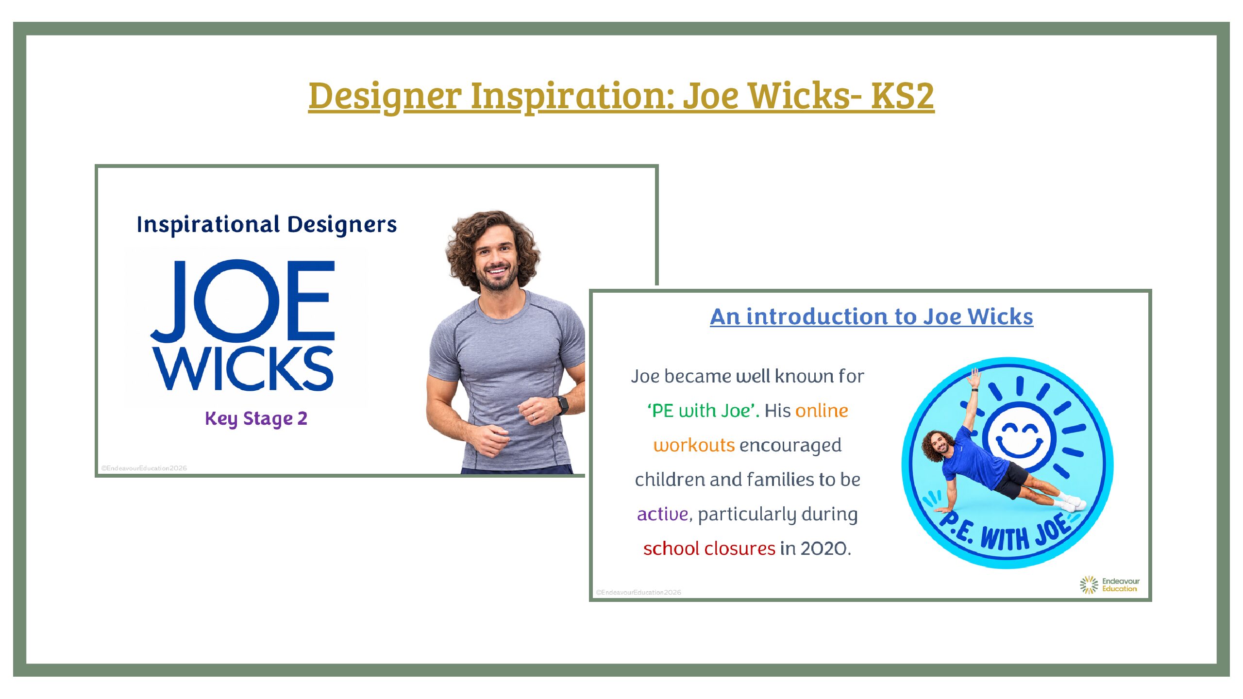 Designer Inspiration PPT: Joe Wicks- KS2