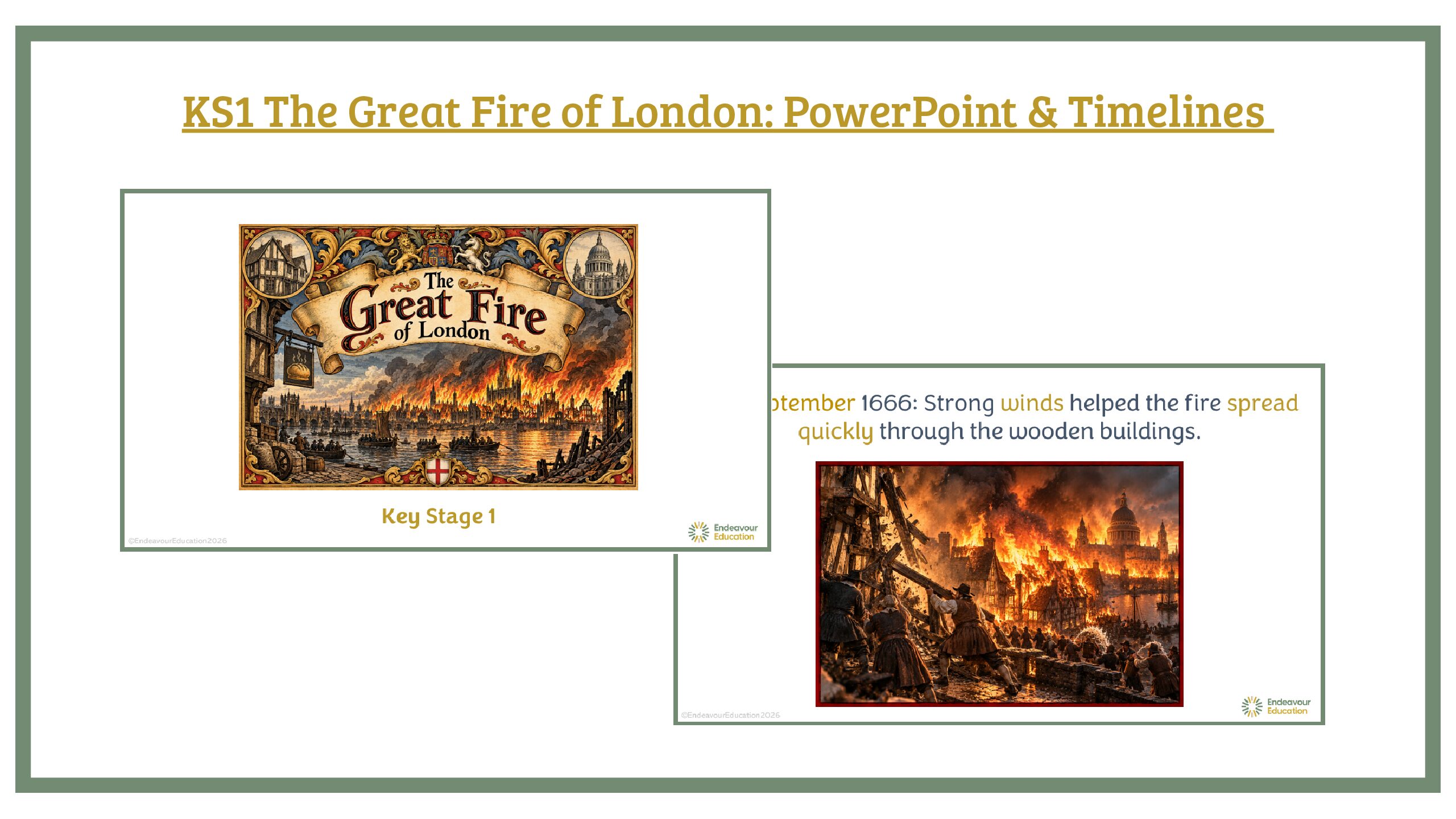KS1 The Great Fire of London: PowerPoint & Timelines